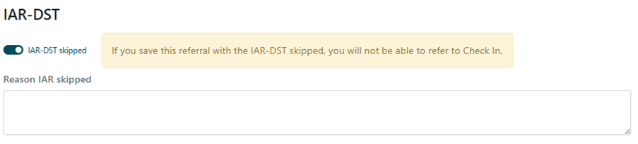 Check In and Skipping the IAR-DST