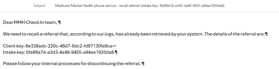 Recall Referral Email