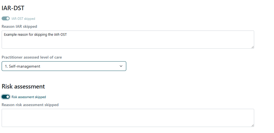 Skip IAR-DST and Risk Assessment